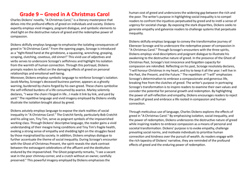 Greed Grade 9 Essay - A Christmas Carol
