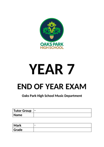 MUSIC KS3 End Of Year Exam - Year 7