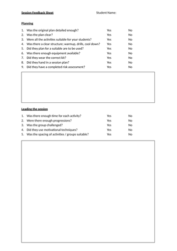 R185 - Coaching Observation Tick Sheet