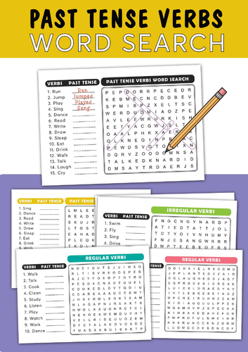 Past Tense Verbs Word Search | Grammar Vocabulary Activity