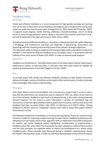 Feedback Policy - Research Paper