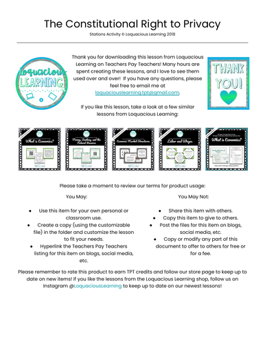 Constitutional Right to Privacy Stations Activity *Print & Go Prep*