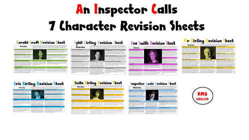 An Inspector Calls Character Revision Sheets