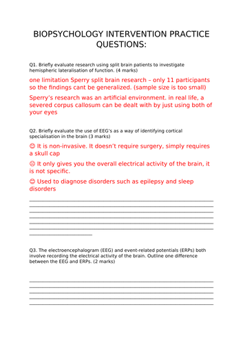 AQA Psychology Biopsychology