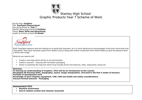 KS3 Graphics Scheme of work - Southport Pleasureland