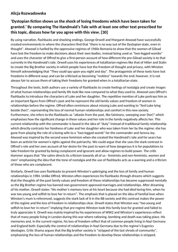 Comparative Essay - The Handmaid's Tale & 1984