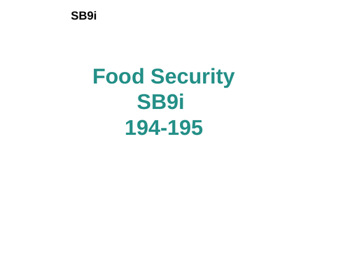 Food Security SB9i Edexcel GCSE