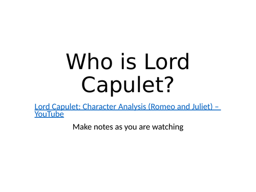 Practical Exploration of Lord Capulet & Paris