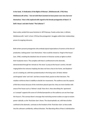 English Literature A level coursework FULL MARKS AQA