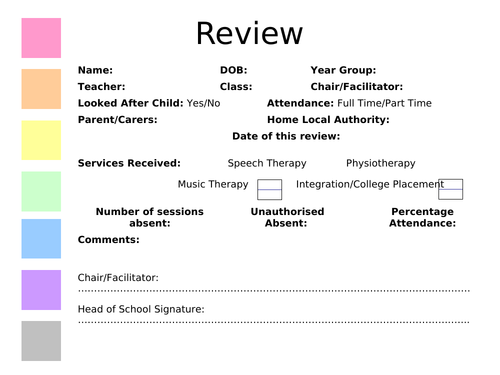 Annual Review Person Centered EHCP template