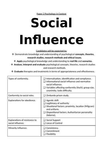 social influence research paper example