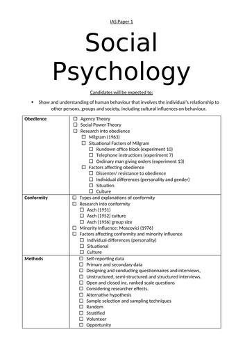 Social Psychology Student Friendly Specification International Edexcel A Level Unit 1