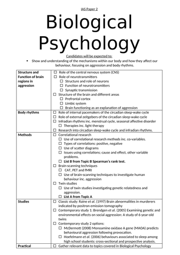 Biological Psychology Student Friendly Specification International Edexcel A Level Unit 2