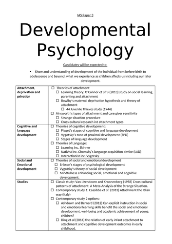 Developmental Psychology Student Friendly Specification International Edexcel A Level Unit 3