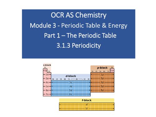 OCR A level Chemistry 3.1.1 Periodicity