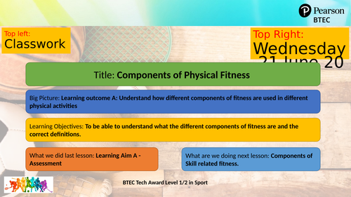 BTEC Sport Tech Award Component 3 - Learning Aim A