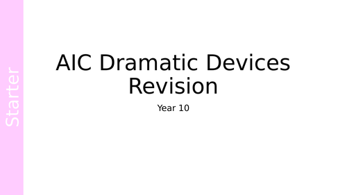 An Inspector Calls Dramatic Devices Revision