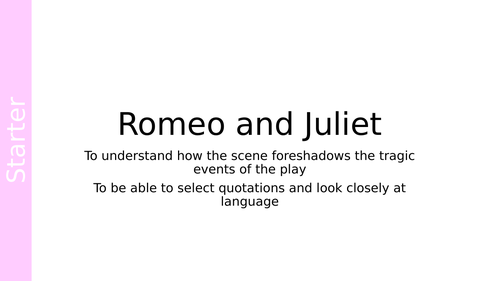 Romeo and Juliet Lesson