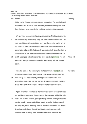 Waterfalls!Summary Question 2, Language Paper 2, Section A AQA