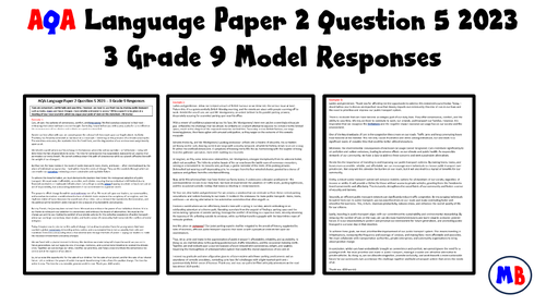 Language Paper 2 Question 5 2023 Grade 9 model answers | Teaching Resources