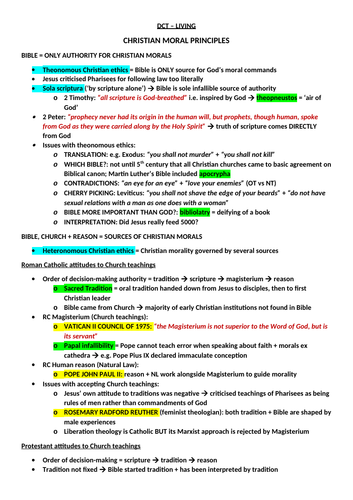 REVISION: "CHRISTIAN MORAL PRINCIPLES"