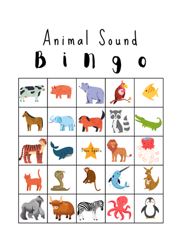 Animal or beginning sound bingo