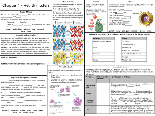 Health Matters revision broadsheet AQA GCSE KS4