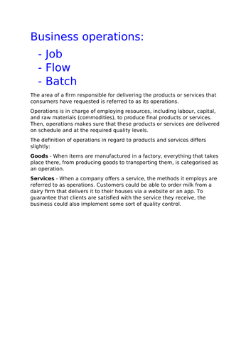 Edexcel GCSE Business - operations