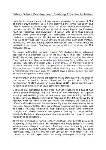 Enabling Inclusion SENCO  Essay NASENCO award