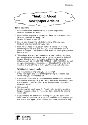 Newspaper Articles Booklet