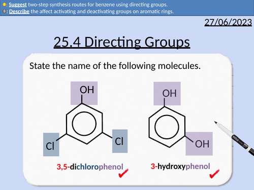 A Level Chemistry: Directing Group for Benzene