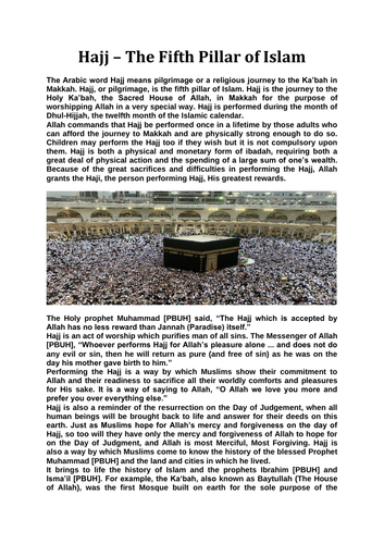 Hajj - The Fifth Pillar of Islam