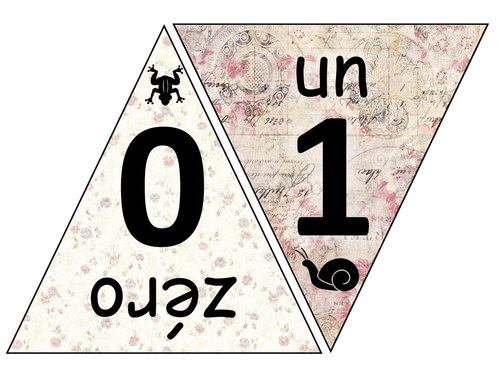 French numbers 0 to 31 bunting display for classroom