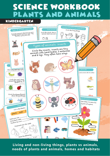 Kindergarten Science Workbook. Plants & Animals