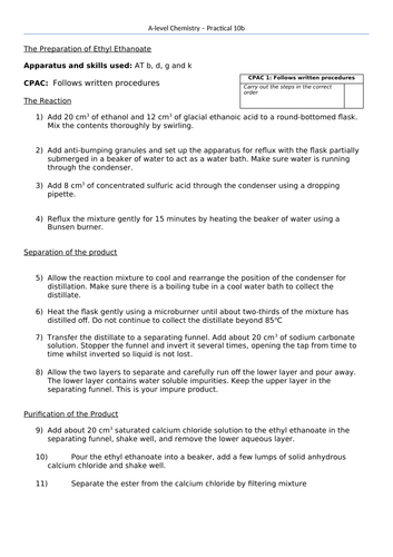 AQA A Level Chemistry Required Practical 10 - Purifying an Organic Liquid