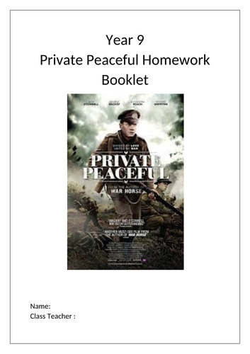 Private Peaceful homework booklet