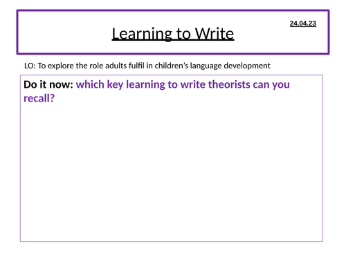 AQA A Level Child Language Acquisition - Learning to Write