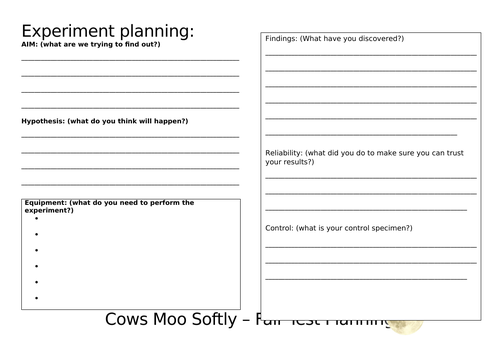 Cows Moo Softly fair test planning