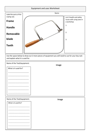 Ks3 product design equipment worksheet