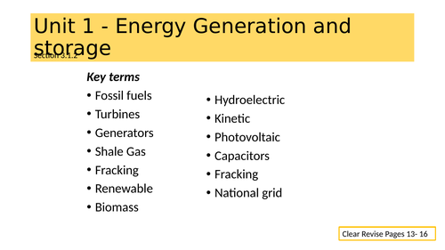 KS4 GCSE Product design Energy generation and storage lesson