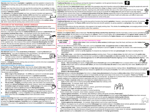 AQA A-Level Sociology Class, Power and Crime Revision Poster