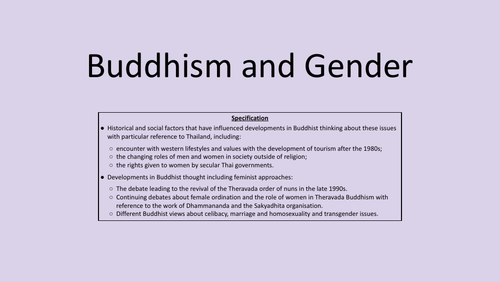 AQA AS/AL RS - Buddhism: Gender Knowledge Organiser