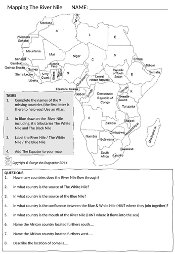 Mapping The River Nile Worksheet