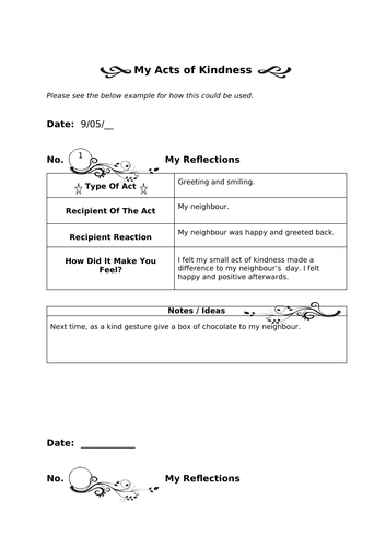Acts of Kindness Worksheets