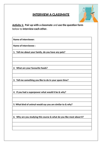 Employability, Interview Worksheets