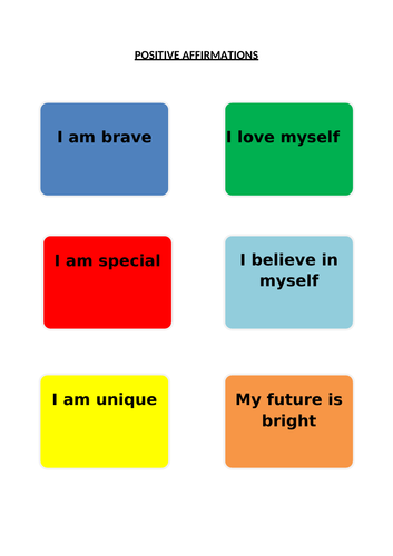 Positive Affirmations and Wellbeing Cards