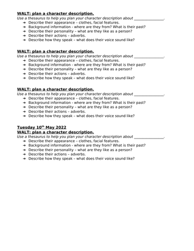 character-description-lks2-teaching-resources