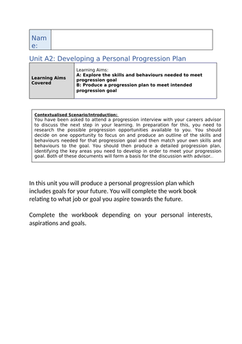 A2 Developing a Personal Progression Plan Workbook