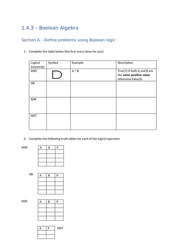 OCR A-Level Computer Science 1.4.3 Pack