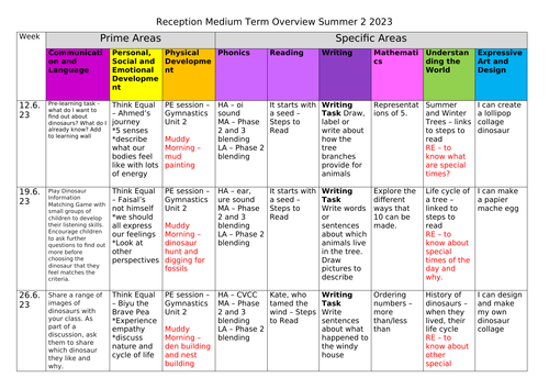 Medium Term EYFS Summer Plan